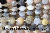 COIN285 15 inches 10mm faceted coin bamboo leaf agate beads