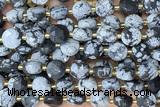 COIN291 15 inches 10mm faceted coin snowflake obsidian beads