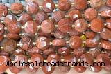 COIN293 15 inches 10mm faceted coin red jasper gemstone beads