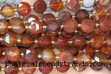 COIN294 15 inches 10mm faceted coin red agate beads
