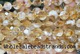 COIN295 15 inches 10mm faceted coin citrine gemstone beads