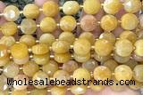 COIN297 15 inches 10mm faceted coin yellow jade beads