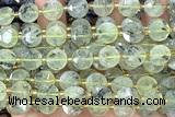 COIN300 15 inches 10mm faceted coin green rutilated quartz beads