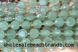 COIN301 15 inches 10mm faceted coin green aventurine jade beads