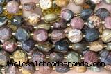 COIN303 15 inches 10mm faceted coin picasso picture jasper beads