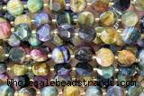 COIN304 15 inches 10mm faceted coin tiger eye beads