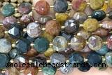 COIN305 15 inches 10mm faceted coin ocean agate beads