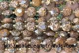 COIN307 15 inches 10mm faceted coin elephant blood jasper beads