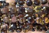 COIN308 15 inches 10mm faceted coin tiger eye beads