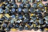 COIN316 15 inches 10mm faceted coin tiger eye beads
