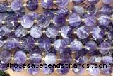 COIN318 15 inches 10mm faceted coin amethyst gemstone beads