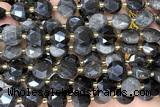 COIN319 15 inches 10mm faceted coin obsidian gemstone beads