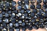 COIN320 15 inches 10mm faceted coin banded agate beads