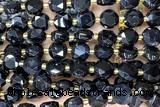 COIN321 15 inches 10mm faceted coin black agate beads