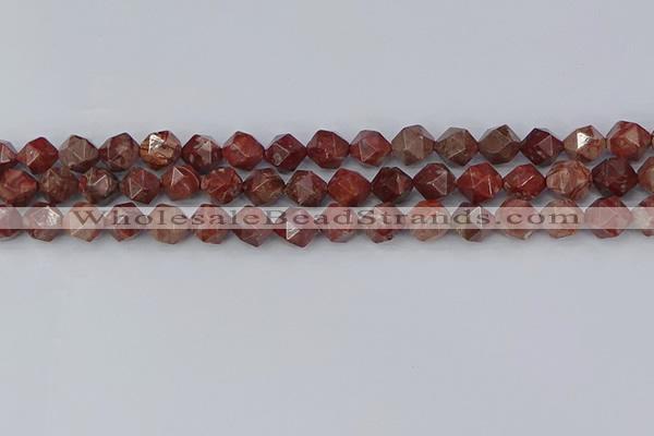 COJ1007 15.5 inches 8mm faceted nuggets pomegranate jasper beads