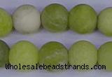 COJ405 15.5 inches 14mm round matte olive jade beads wholesale
