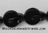 CON115 15.5 inches 18mm curved moon black onyx gemstone beads