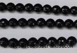 CON14 15.5 inches 7mm faceted round black onyx gemstone beads