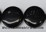 CON47 15.5 inches 25mm flat round black onyx gemstone beads