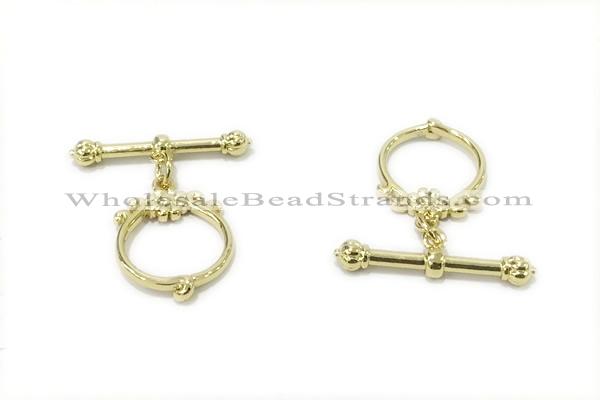 CONN23 2*21mm, 15mm copper toggle clasp gold plated
