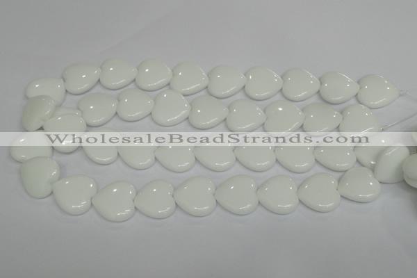 CPB106 15.5 inches 20*20mm heart white porcelain beads wholesale