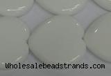 CPB108 15.5 inches 30*30mm heart white porcelain beads wholesale