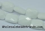CPB328 15 inches 10*14mm faceted rectangle white porcelain beads