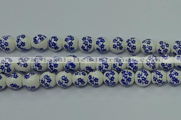 CPB503 15.5 inches 10mm round Painted porcelain beads