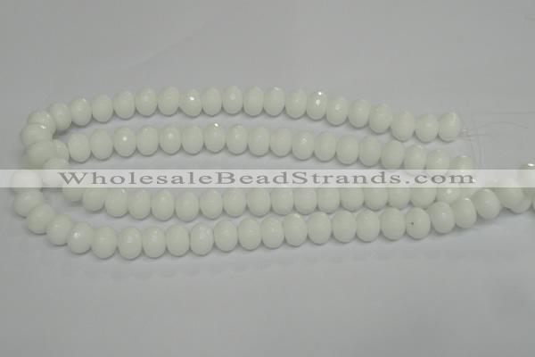 CPB60 15.5 inches 8*12mm faceted rondelle white porcelain beads