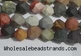 CPJ590 15.5 inches 6mm faceted nuggets matte polychrome jasper beads