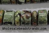 CPS115 15.5 inches 6*18mm & 12*18mm rondelle green peacock stone beads