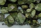 CPS73 15.5 inches 12*12mm faceted rhombic green peacock stone beads