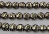 CPY220 15.5 inches 8mm flat round pyrite gemstone beads wholesale