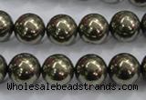 CPY25 16 inches 14mm round pyrite gemstone beads wholesale