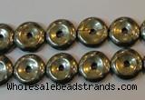 CPY336 15.5 inches 12mm donut pyrite gemstone beads wholesale
