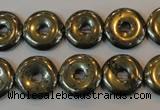 CPY337 15.5 inches 14mm donut pyrite gemstone beads wholesale