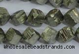 CPY411 15.5 inches 10*10mm faceted cube pyrite gemstone beads