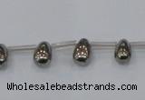 CPY550 Top drilled 6*9mm teardrop pyrite gemstone beads