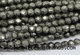 CPY60 15.5 inches 5mm faceted round pyrite gemstone beads wholesale
