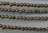 CPY70 15.5 inches 2mm round pyrite gemstone beads wholesale