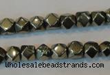 CPY78 15.5 inches 8-9mm faceted nuggets pyrite gemstone beads