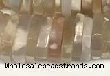 CRB1081 15.5 inches 5*20mm - 6*22mm faceted heishi sakura agate beads