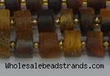 CRB1253 15.5 inches 6*10mm tyre matte yellow tiger eye beads