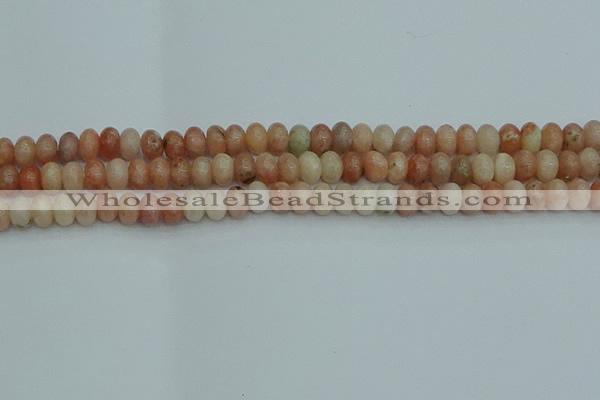 CRB2841 15.5 inches 5*8mm rondelle red plum blossom jade beads