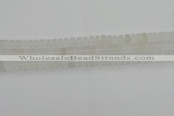 CRB499 15.5 inches 5*8mm tyre matte white crystal beads wholesale