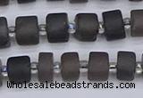 CRB512 15.5 inches 5*8mm tyre matte ice black obsidian beads