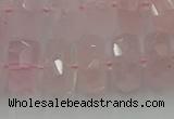 CRB559 15.5 inches 8*14mm faceted rondelle rose quartz beads
