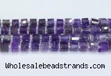 CRB5602 15.5 inches 7mm - 8mm faceted tyre amethyst beads