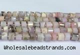 CRB5607 15.5 inches 7mm - 8mm faceted tyre pink opal beads