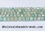 CRB5608 15.5 inches 7mm - 8mm faceted tyre amazonite beads